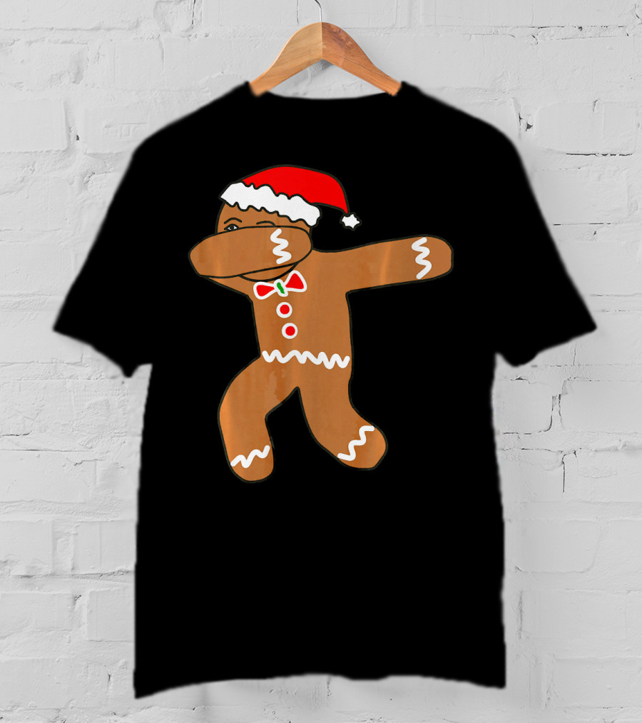 Dabbing Gingerbread Man In Santa Hat T-Shirt