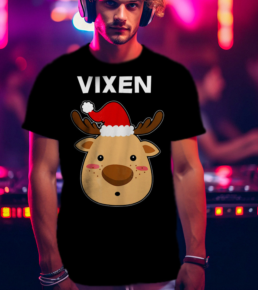Vixen Santa Hat Reindeer T-Shirt