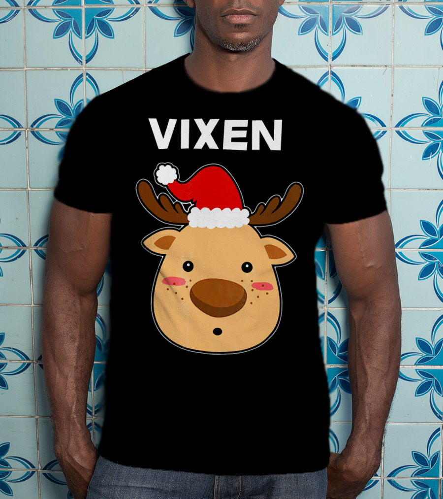 Vixen Santa Hat Reindeer T-Shirt