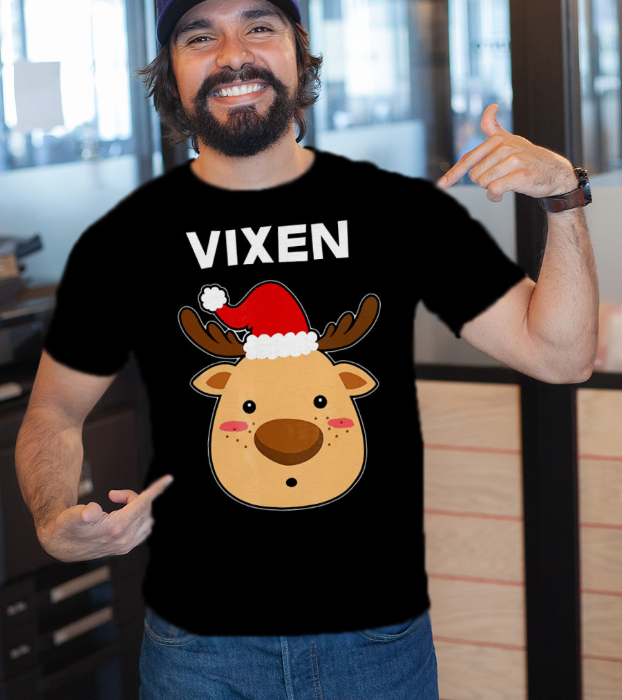 Vixen Santa Hat Reindeer T-Shirt