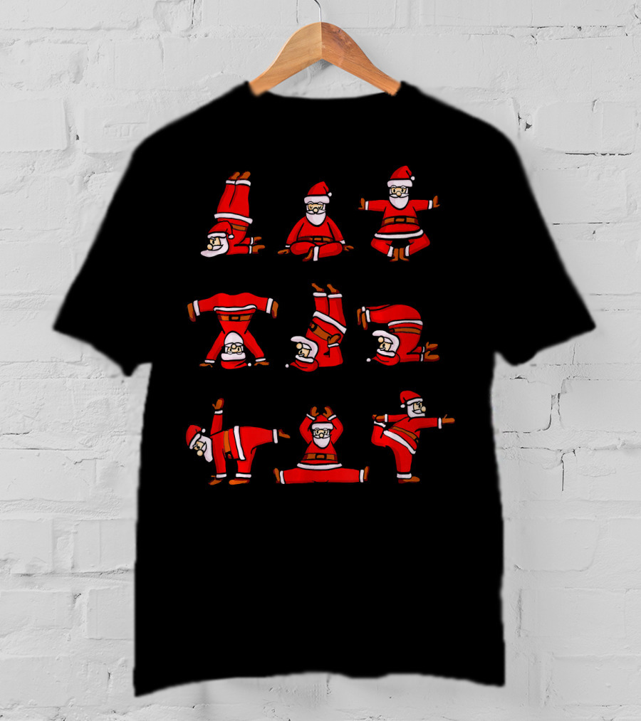 Santa's Christmas Yoga Poses Collection T-Shirt
