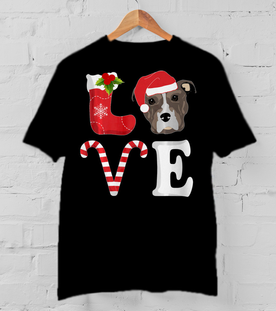 Love Christmas Pitbull Santa Pit Bull T-Shirt