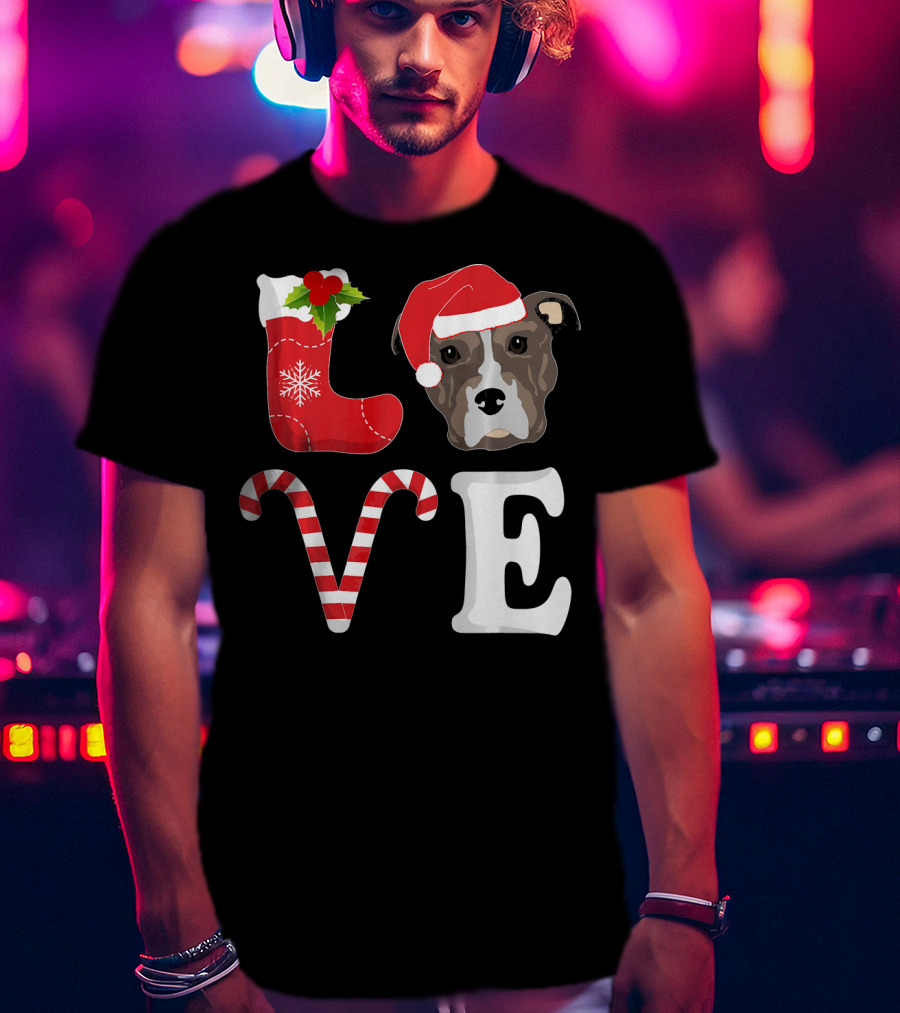 Love Christmas Pitbull Santa Pit Bull T-Shirt