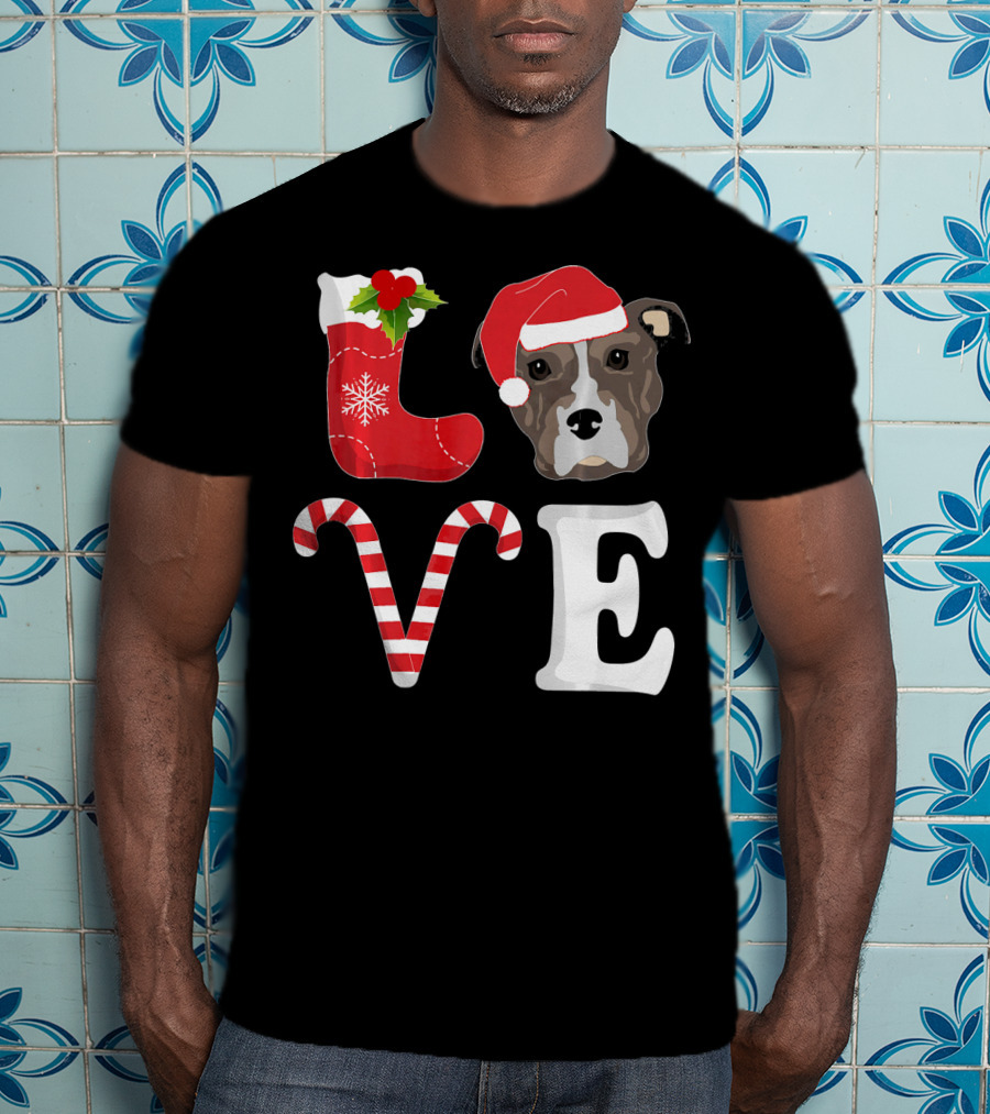 Love Christmas Pitbull Santa Pit Bull T-Shirt