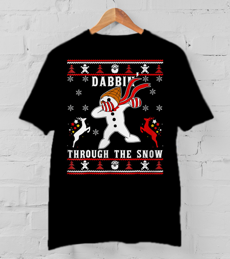 Dabbin' Through The Snow MrBingle Reindeer Snowflakes T-Shirt