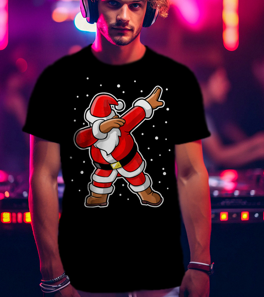 Dabbing Santa Claus Snowing Iconic Christmas Pose T-Shirt