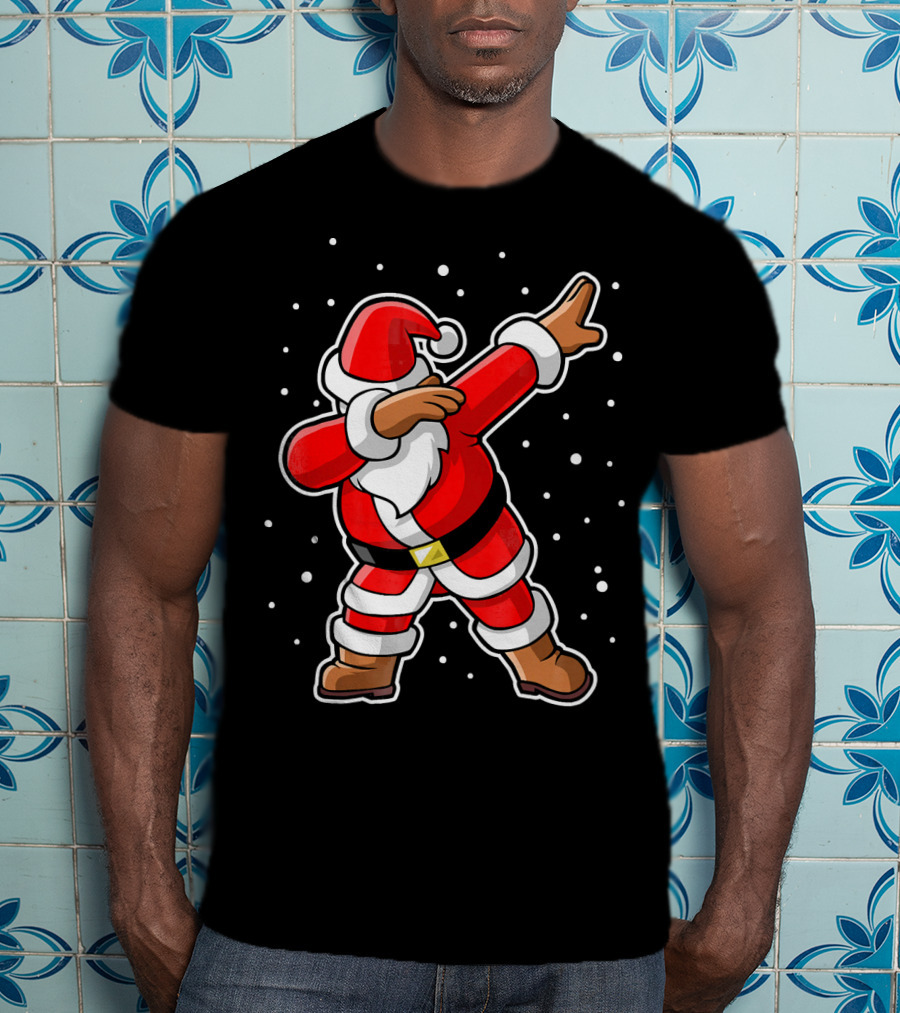 Dabbing Santa Claus Snowing Iconic Christmas Pose T-Shirt