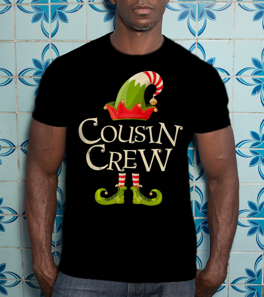 Cousin Crew Elf Matching Family Christmas Hat And Shoes T-Shirt