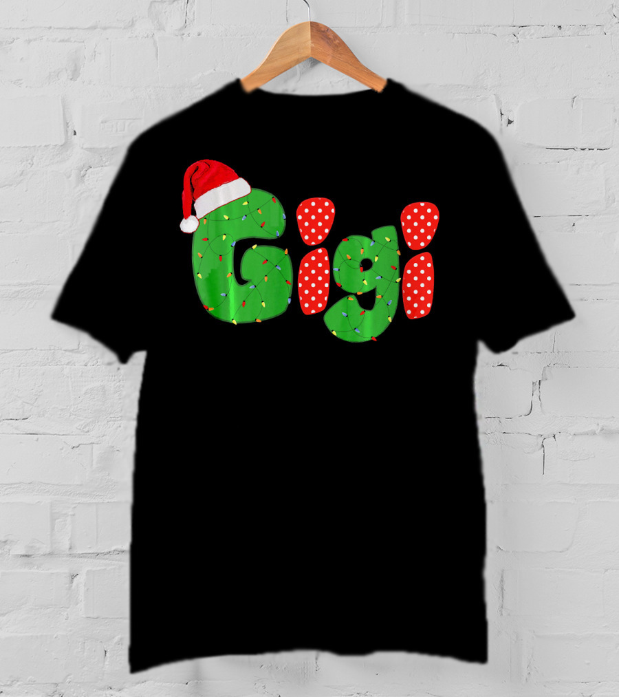 Gigi Christmas Santa Hat Lights Family Matching Pajamas T-Shirt