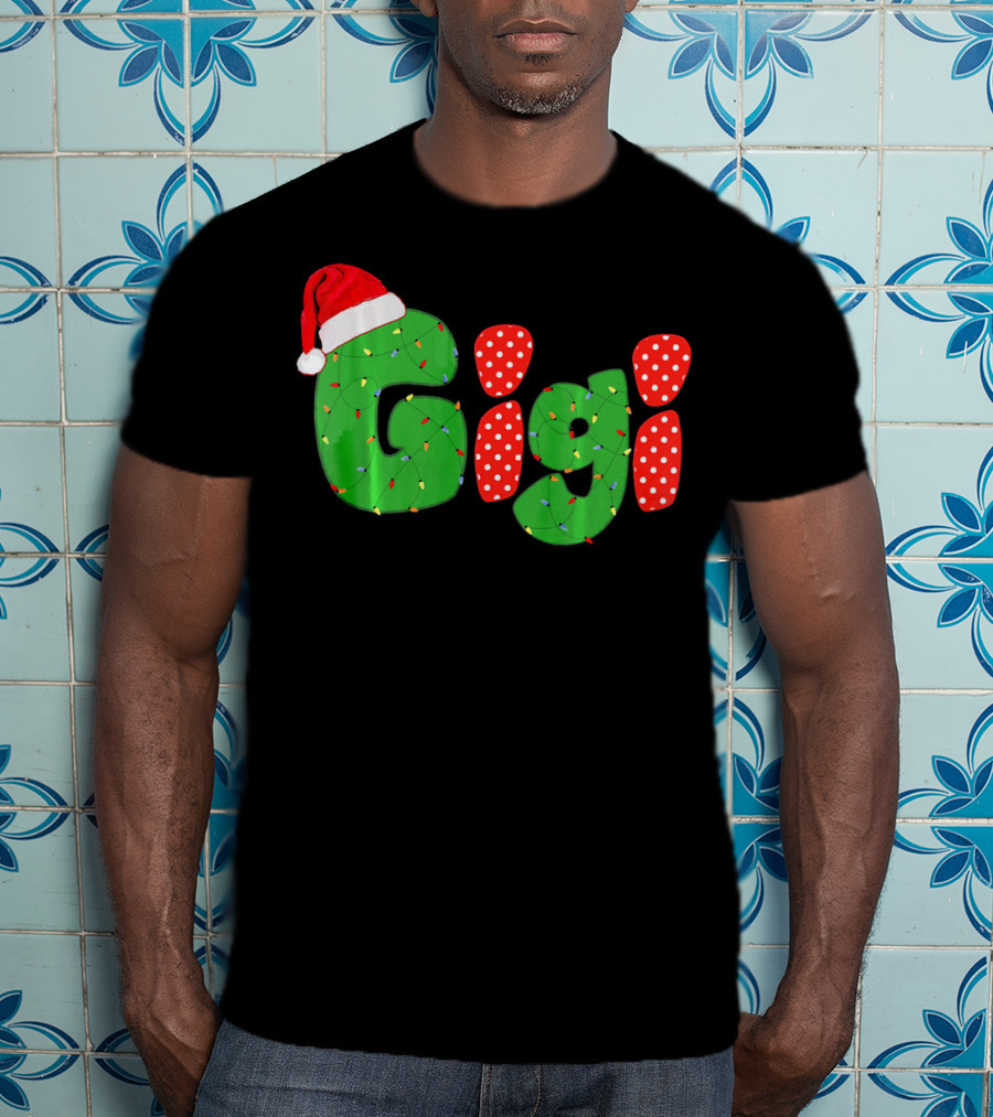 Gigi Christmas Santa Hat Lights Family Matching Pajamas T-Shirt