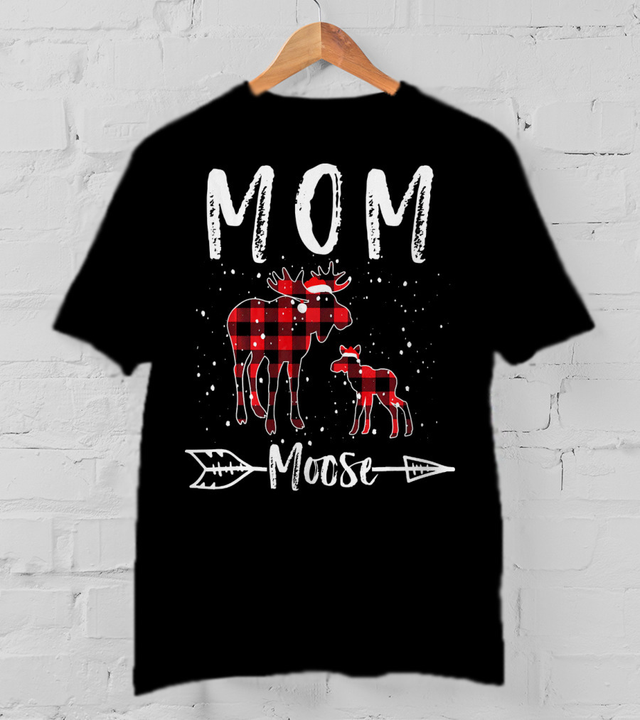 Mom Moose Buffalo Plaid Arrow T-Shirt