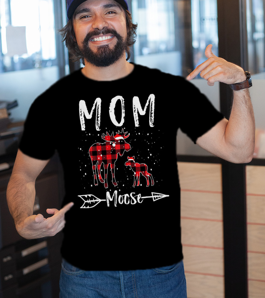 Mom Moose Buffalo Plaid Arrow T-Shirt