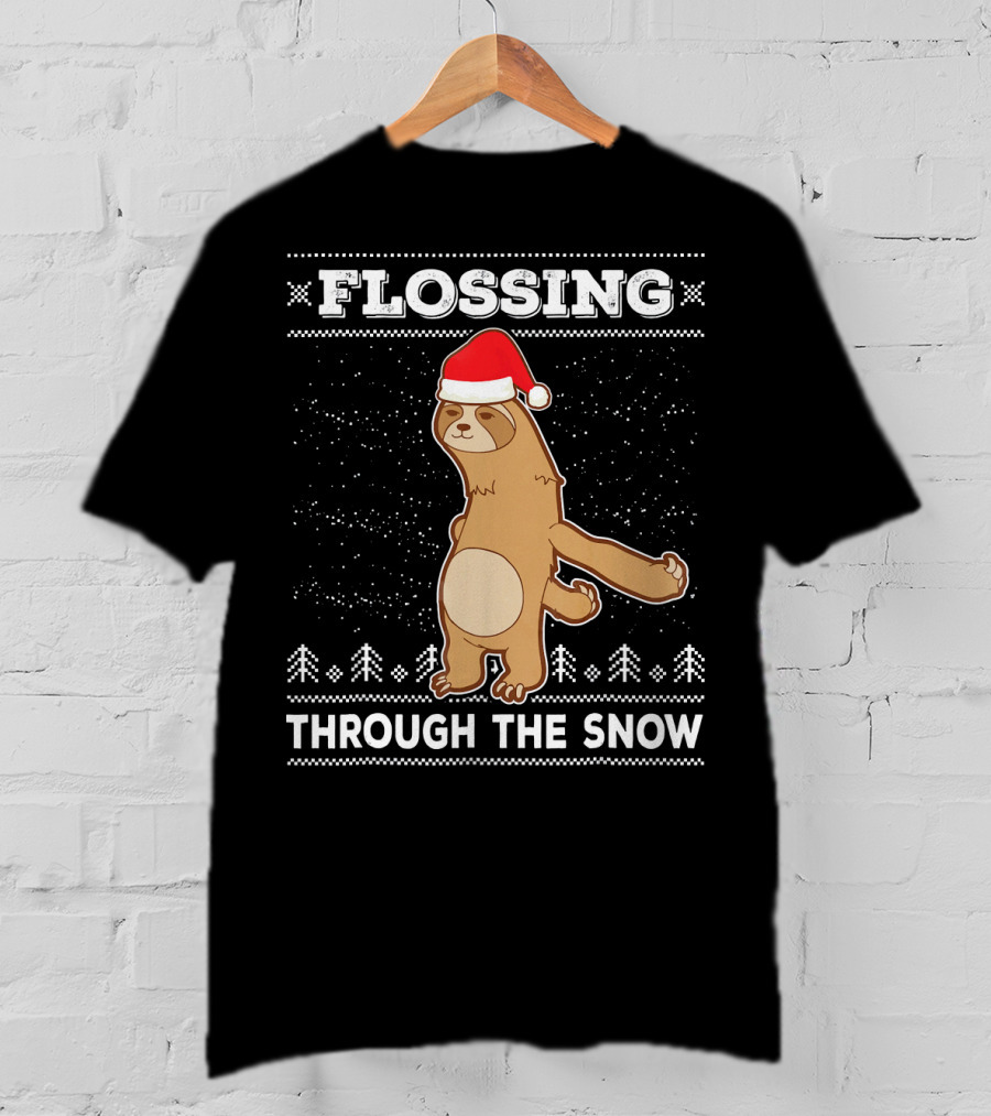 Flossing Through The Snow Sloth Santa's Dance T-Shirt