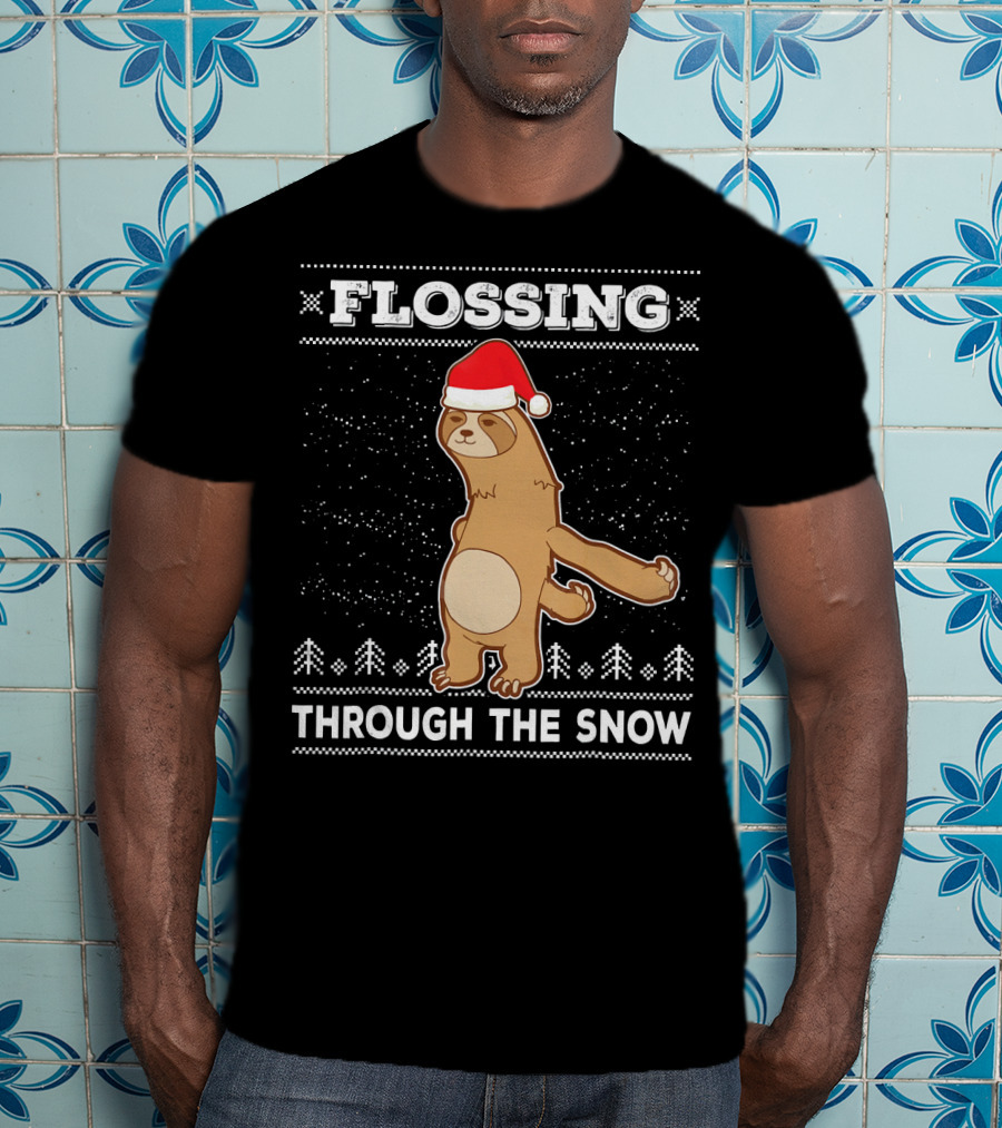 Flossing Through The Snow Sloth Santa's Dance T-Shirt