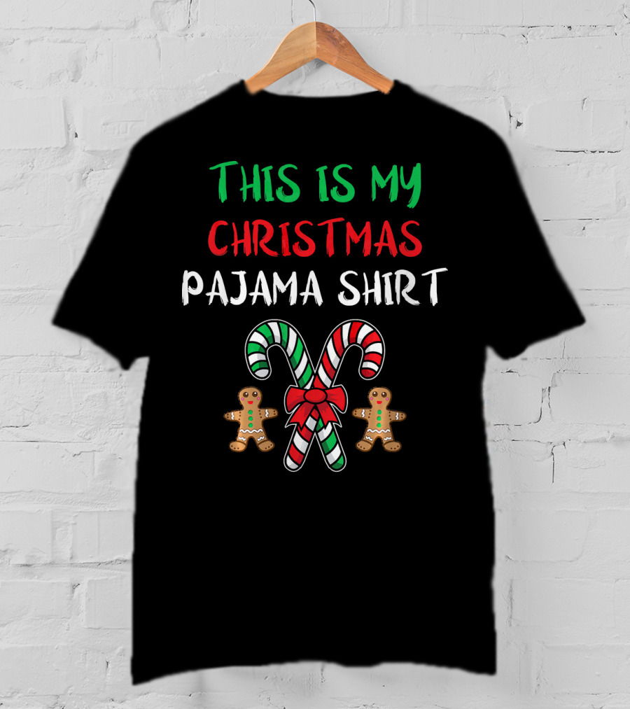 This Is My Christmas Pajama Shirt Candy Cane Gingerbread T-Shirt