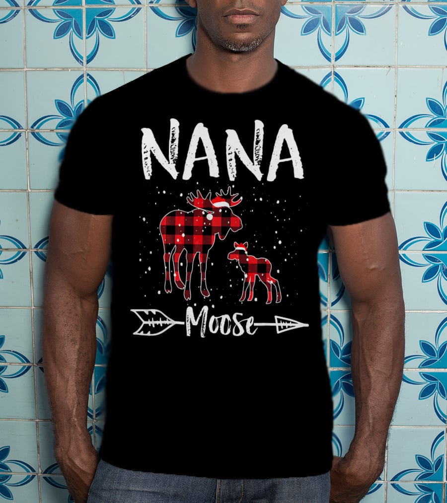 Nana Moose Family Christmas Plaid T-Shirt