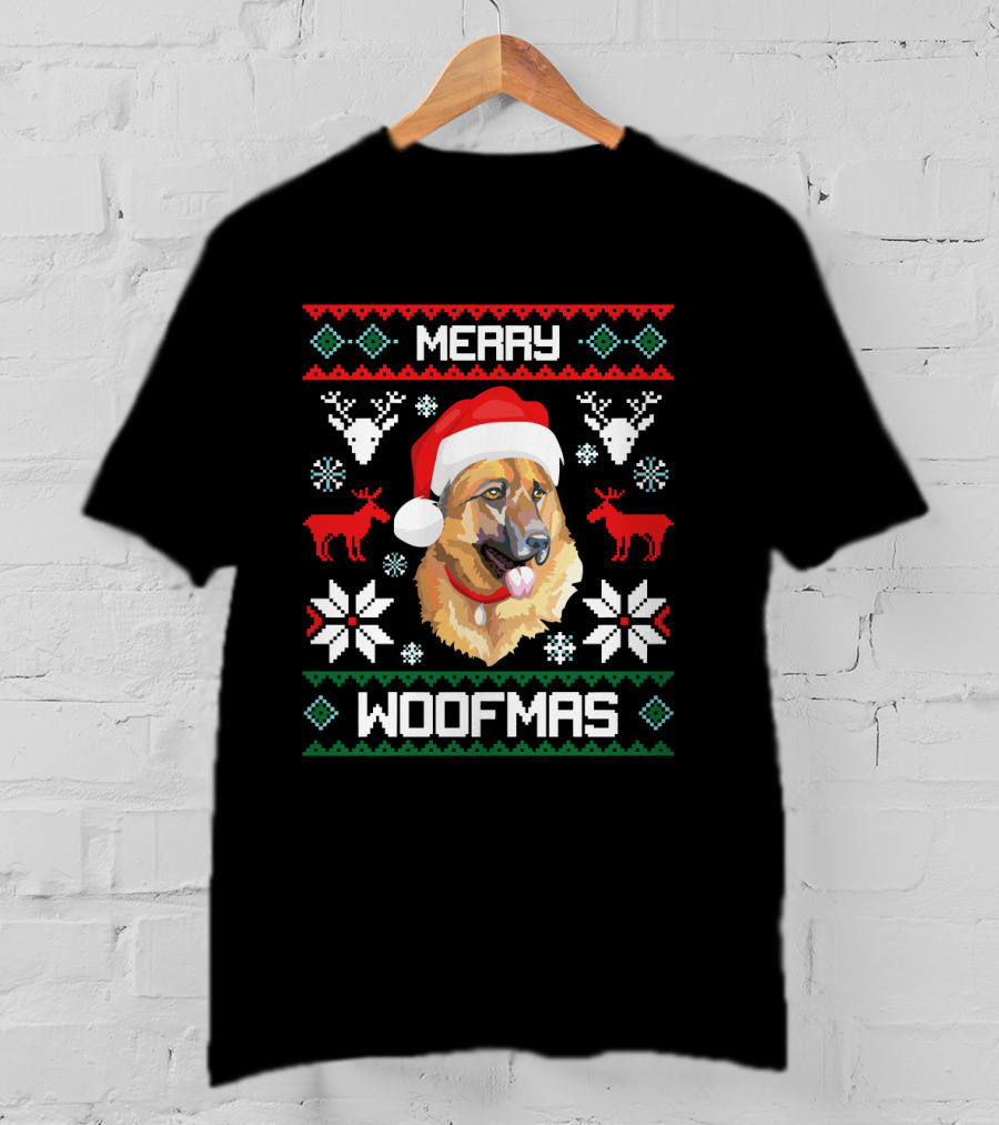 Merry Woofmas German Shepherd Dog Christmas T-Shirt