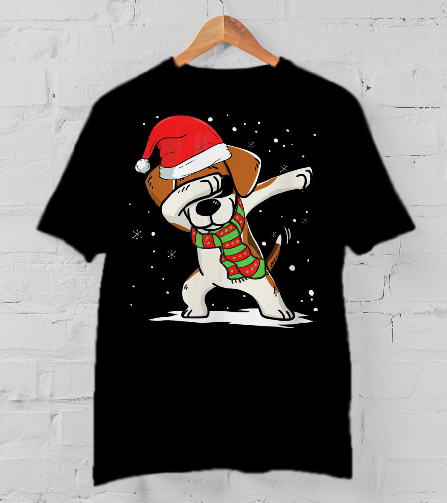 Dabbing Beagle Santa Christmas Dog Dance T-Shirt