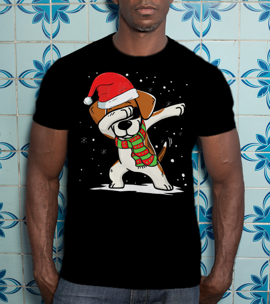 Dabbing Beagle Santa Christmas Dog Dance T-Shirt