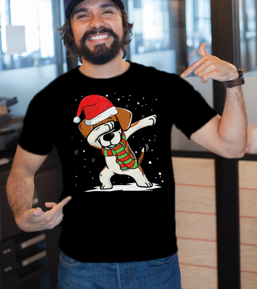 Dabbing Beagle Santa Christmas Dog Dance T-Shirt