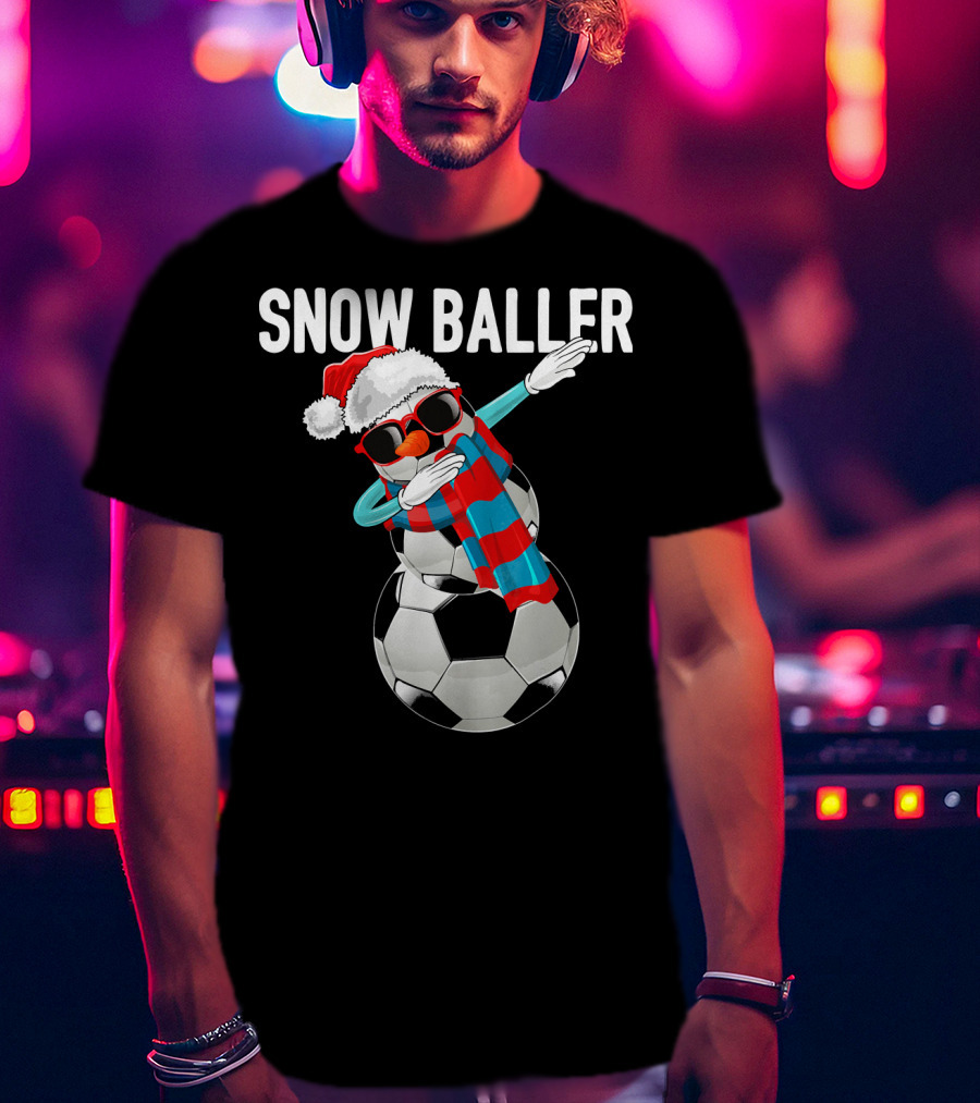 Snow Baller Dabbing Soccer Christmas Sno T-Shirt