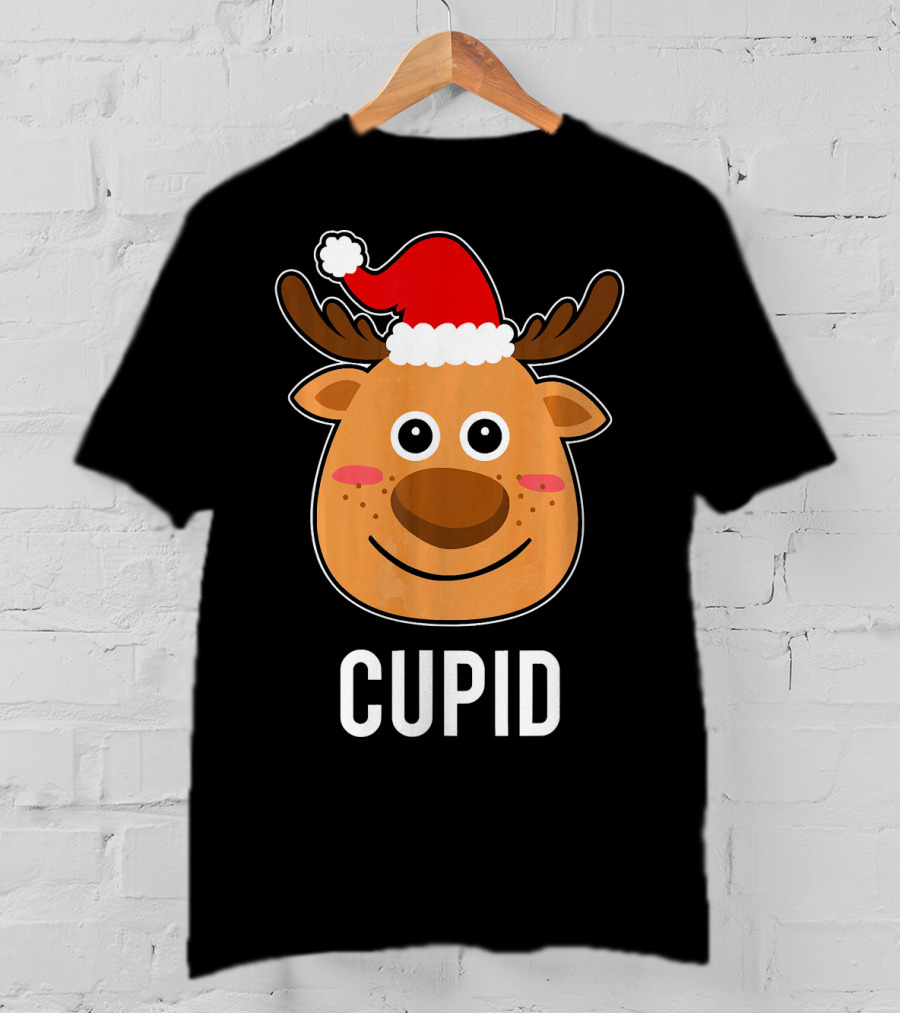 Santa Reindeer Cupid Xmas Group Adorable Christmas Deer Face Holiday T-Shirt