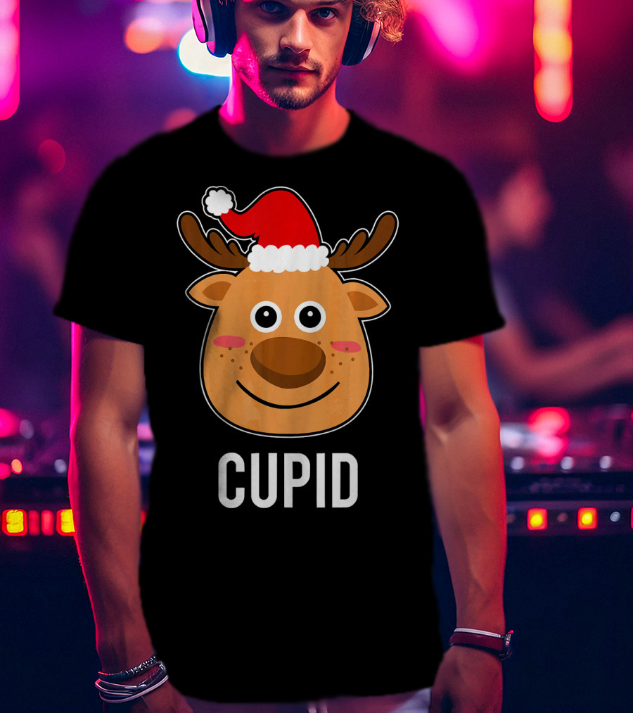 Santa Reindeer Cupid Xmas Group Adorable Christmas Deer Face Holiday T-Shirt
