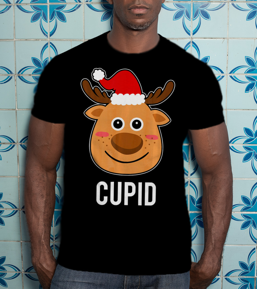 Santa Reindeer Cupid Xmas Group Adorable Christmas Deer Face Holiday T-Shirt