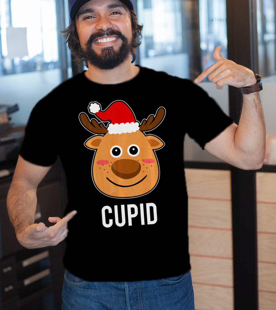 Santa Reindeer Cupid Xmas Group Adorable Christmas Deer Face Holiday T-Shirt
