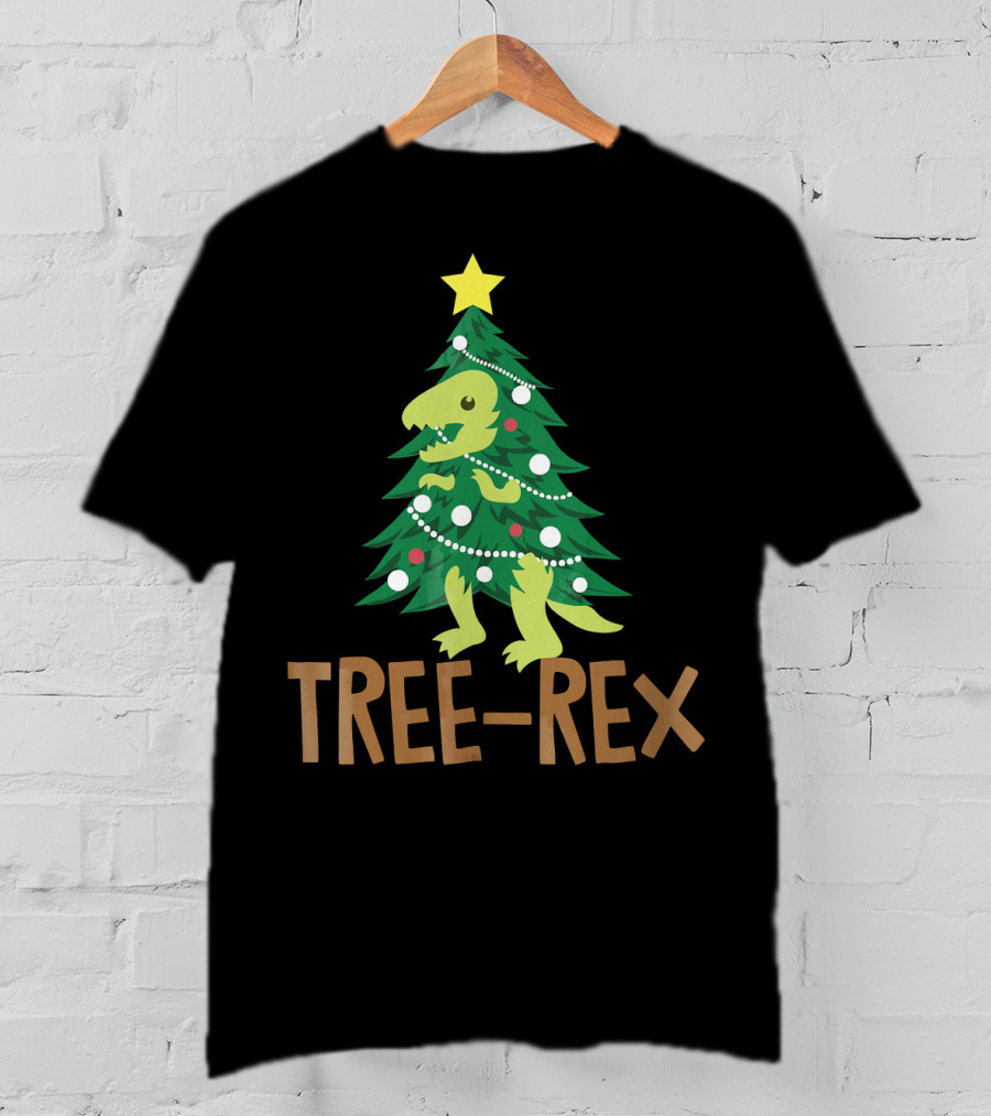 Tree Rex Christmas Dinosaur Pun T-Shirt