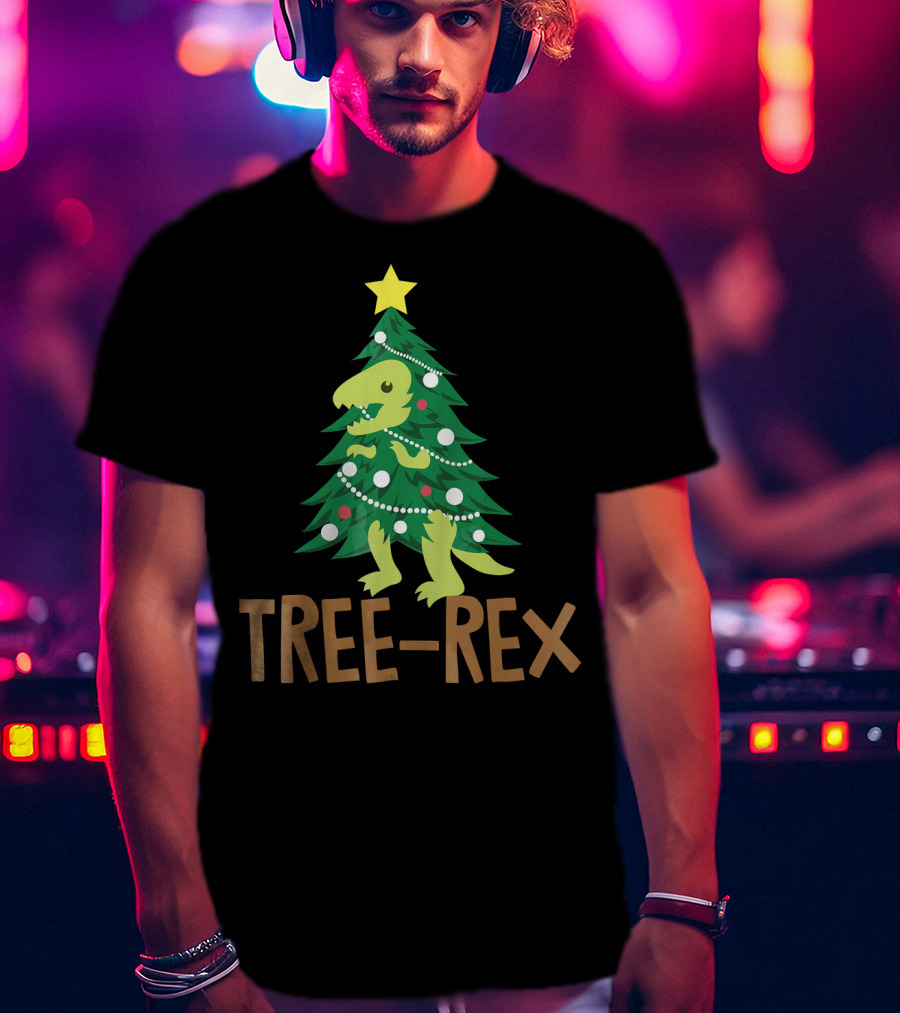 Tree Rex Christmas Dinosaur Pun T-Shirt