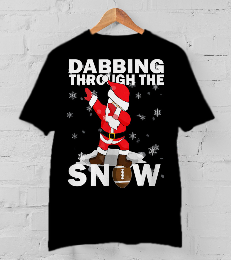 Dabbing Through The Snow Football Santa Dabbing T-Shirt
