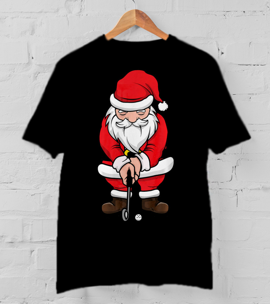 Christmas Santa Claus Golfing Swing T-Shirt