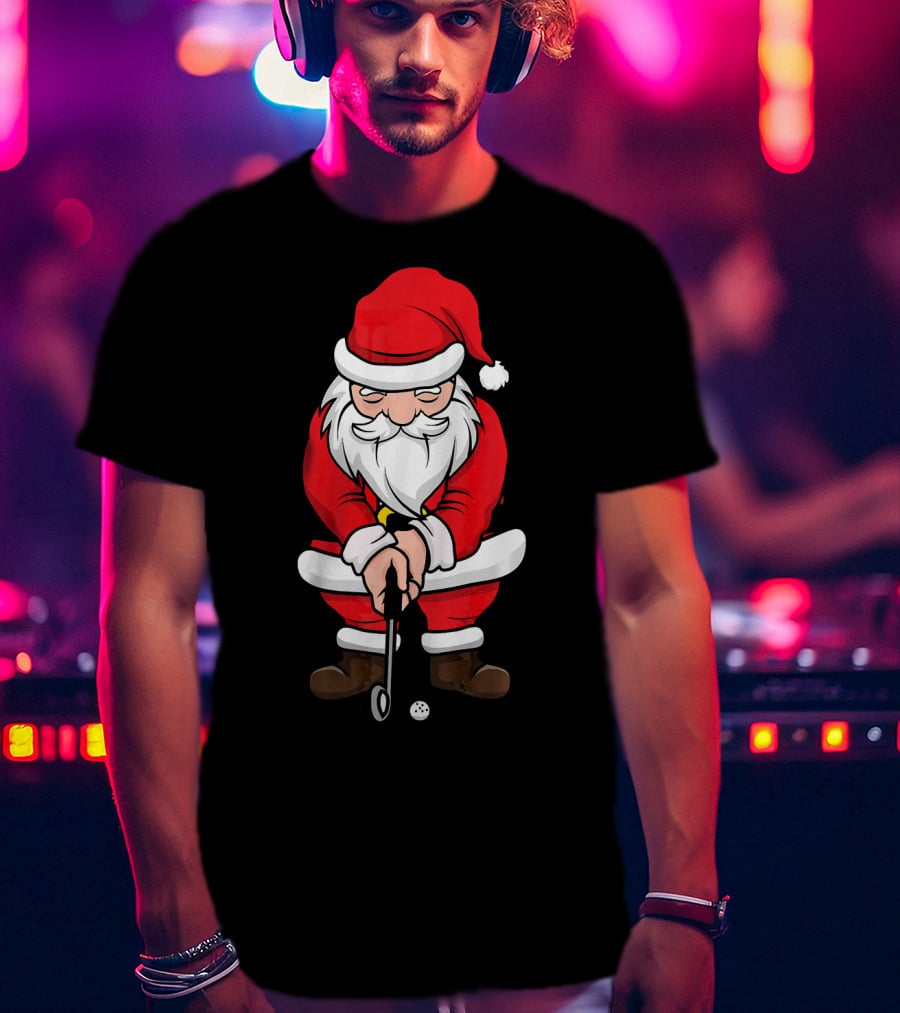 Christmas Santa Claus Golfing Swing T-Shirt