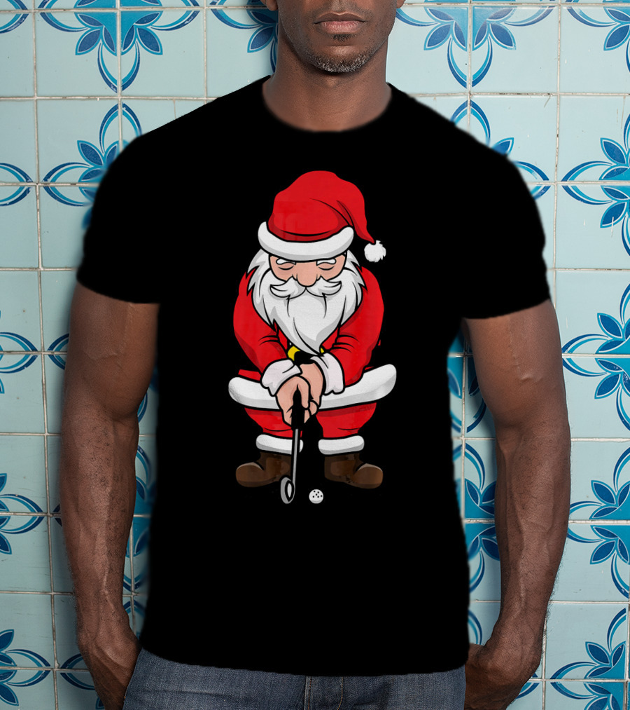 Christmas Santa Claus Golfing Swing T-Shirt