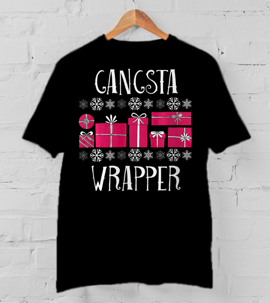 Gangsta Wrapper Funny Christmas Party Presents Snowflakes T-Shirt