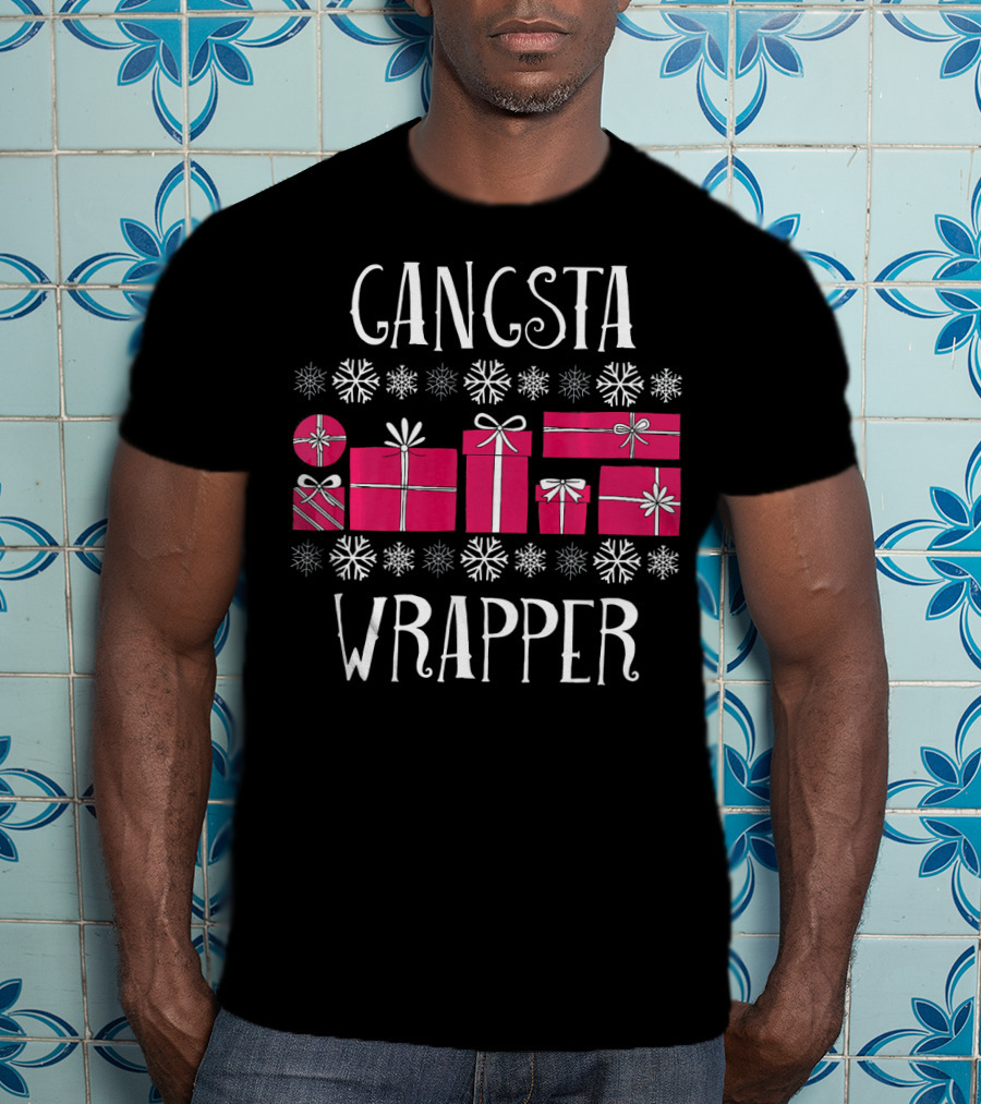 Gangsta Wrapper Funny Christmas Party Presents Snowflakes T-Shirt