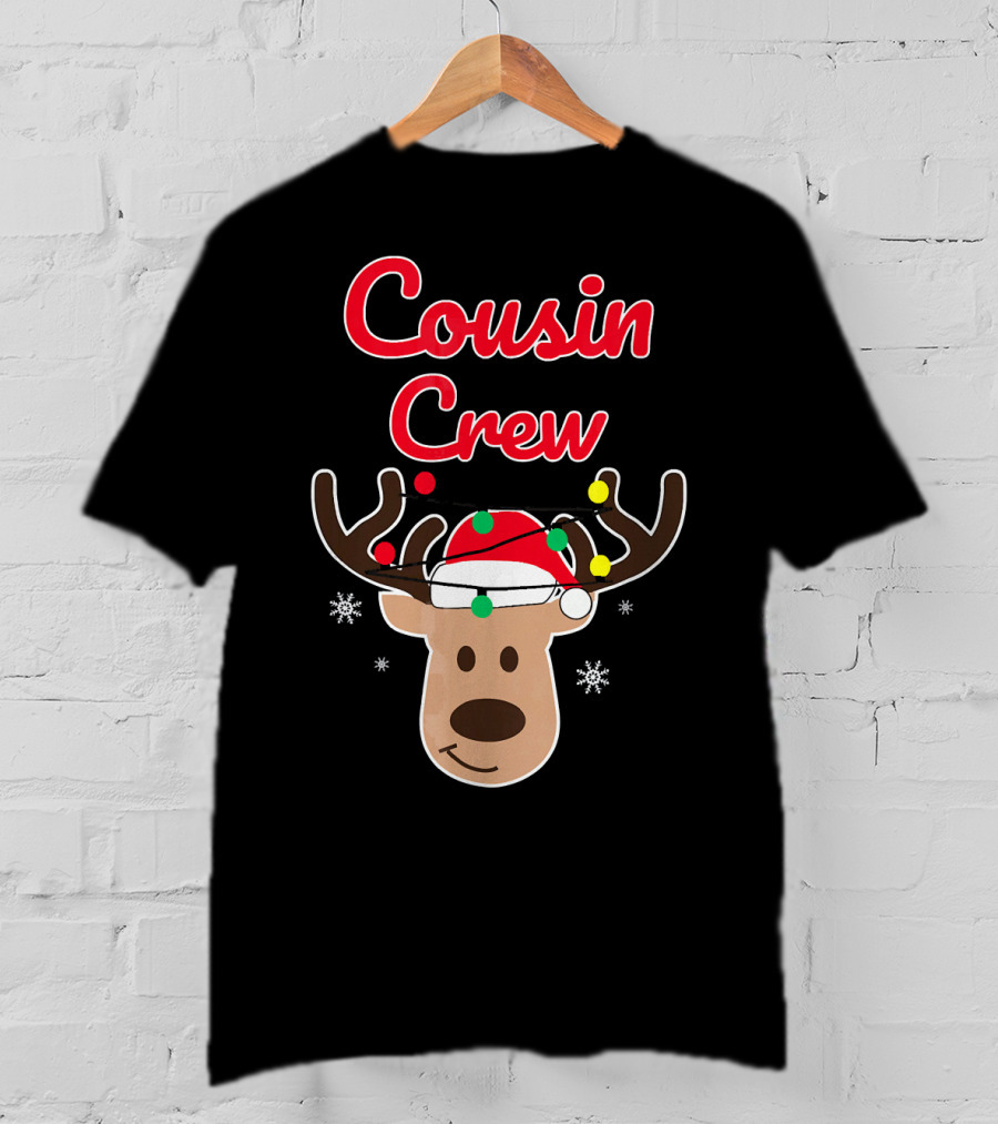 Cousin Crew Christmas Reindeer Hat Snowflakes T-Shirt