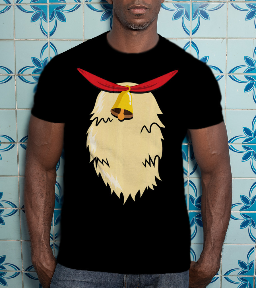 Christmas Reindeer Bell Santa Beard Costume T-Shirt