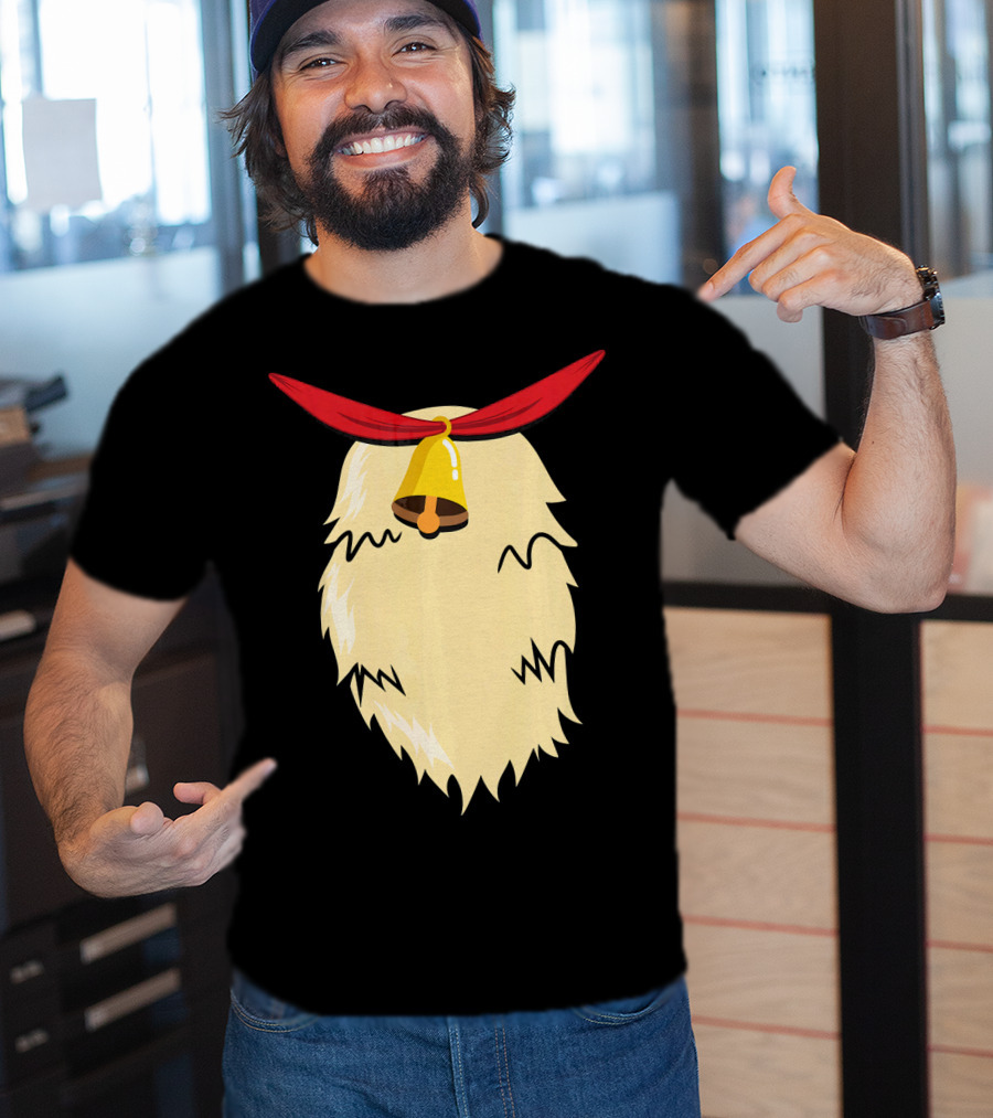 Christmas Reindeer Bell Santa Beard Costume T-Shirt