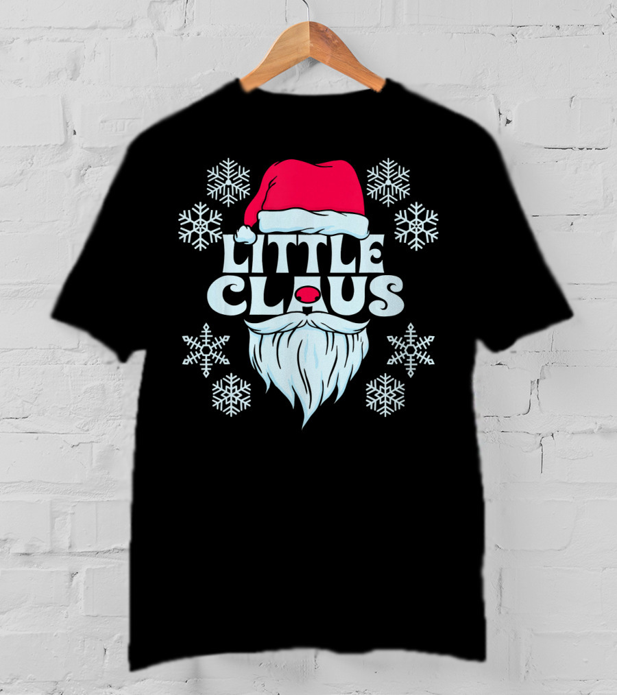 Little Claus Santa Snowflakes Hat Beard T-Shirt