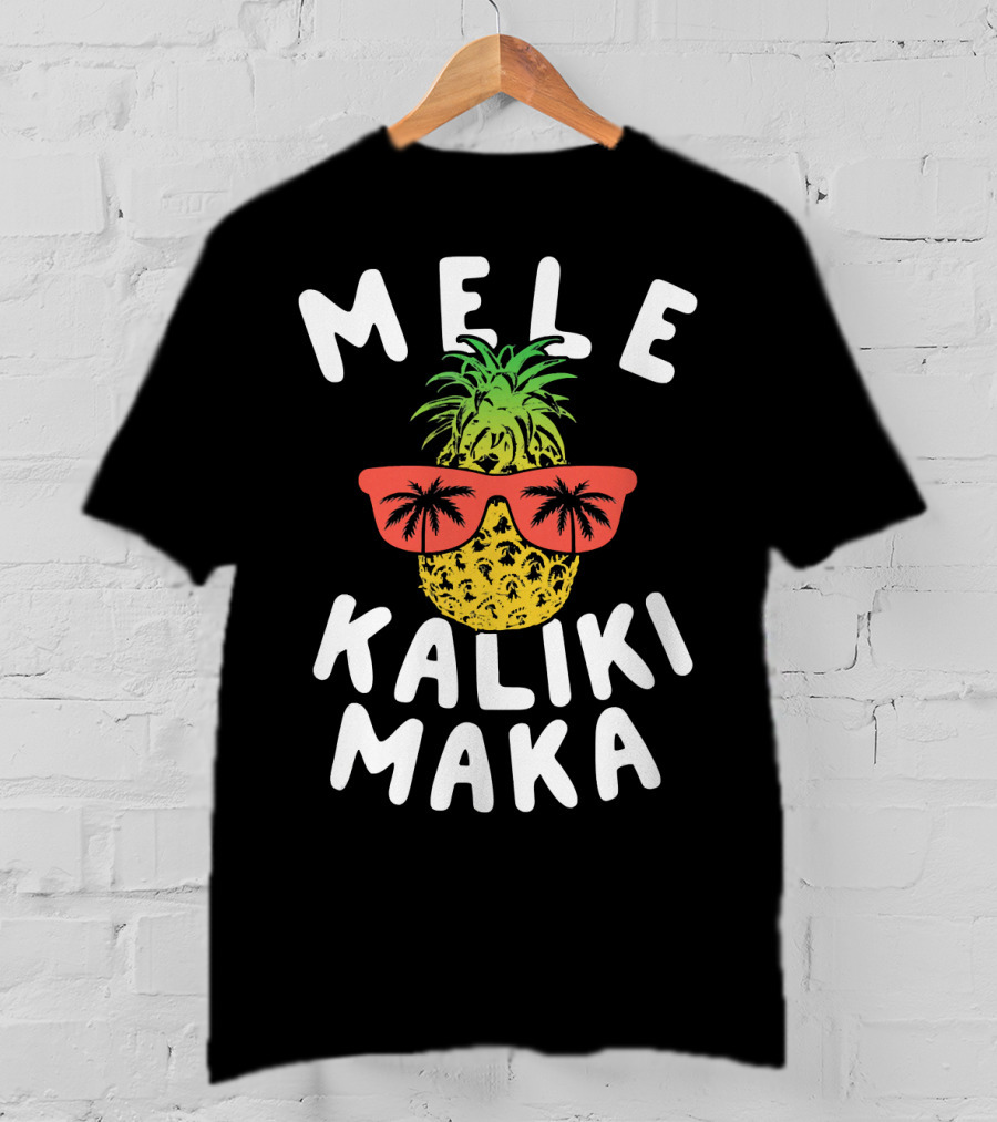 Mele Kalikimaka Pineapple With Sunglasses And Palm Trees T-Shirt