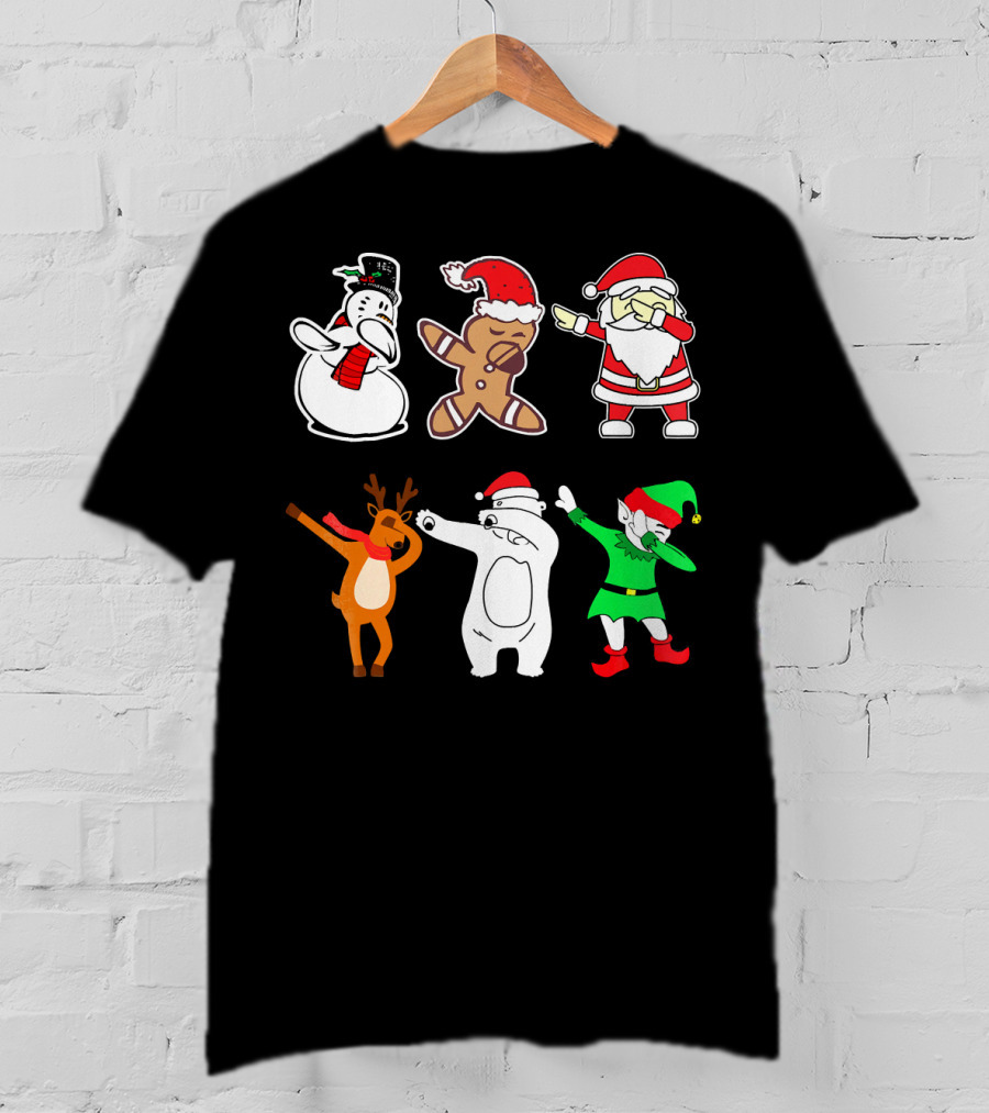 Dabbing Snowman Gingerbread Santa Reindeer Polar Bear Elf Christmas Dab T-Shirt