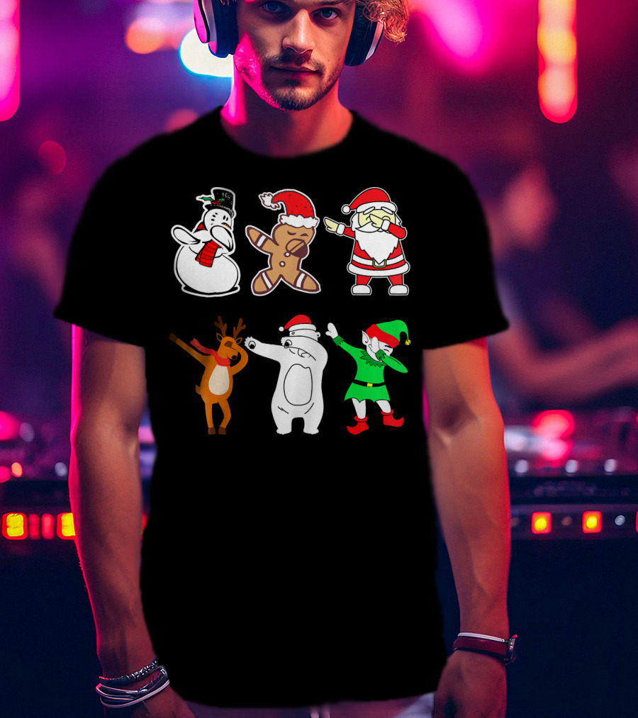 Dabbing Snowman Gingerbread Santa Reindeer Polar Bear Elf Christmas Dab T-Shirt