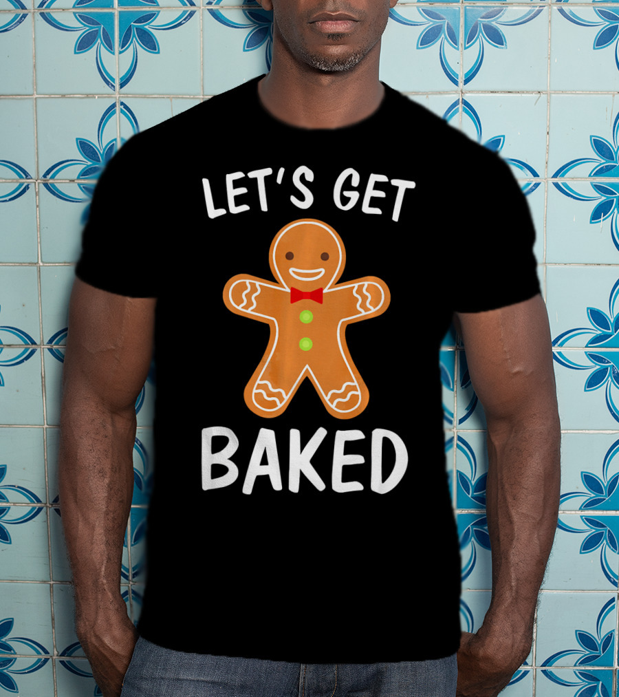 Let's Get Baked Funny Holiday Cookie Christmas Gingerbread Bow Tie T-Shirt