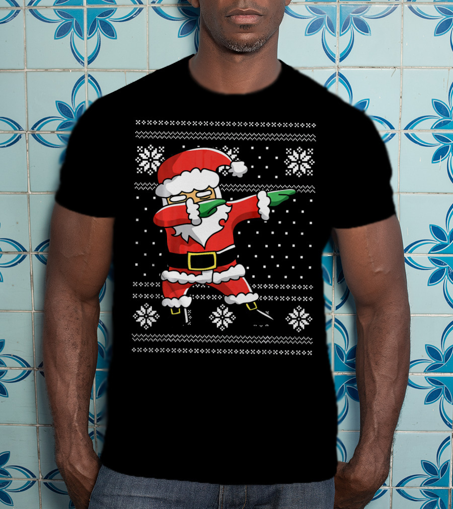 Festive Dabbing Santa Ugly Christmas T-Shirt