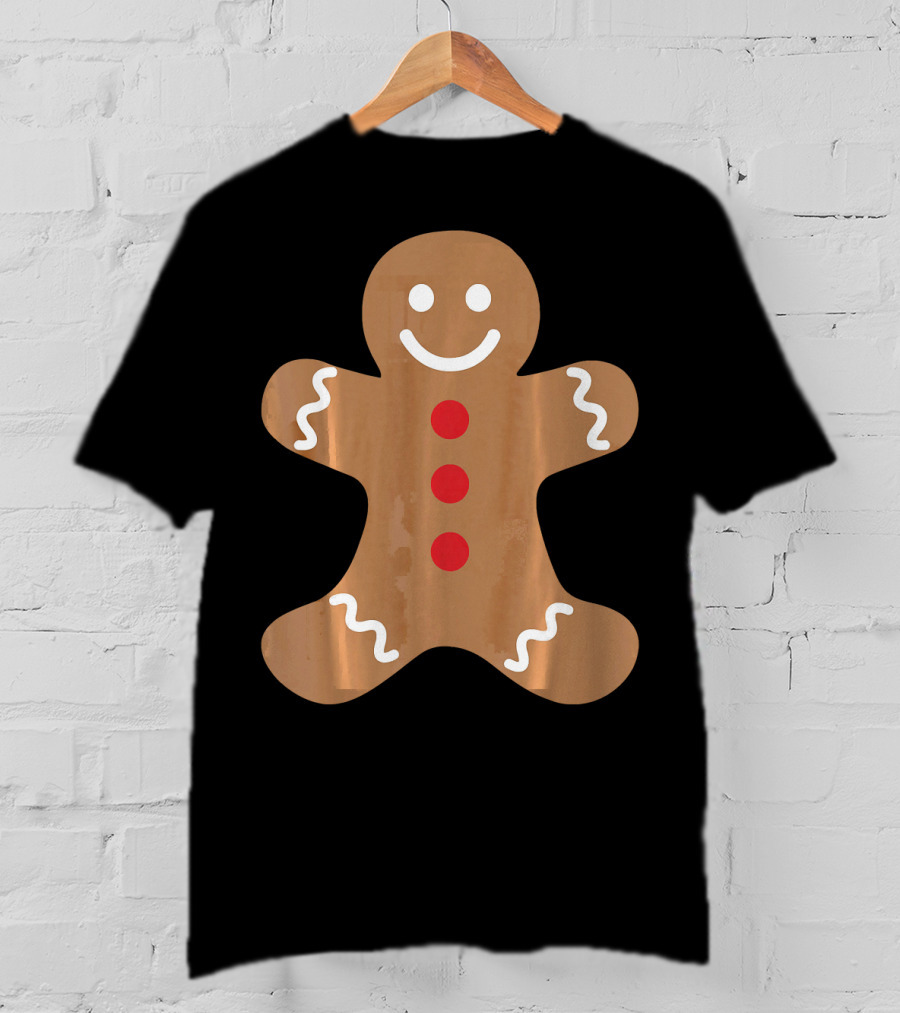 Smiling Gingerbread Man Holiday Cookie Decor T-Shirt