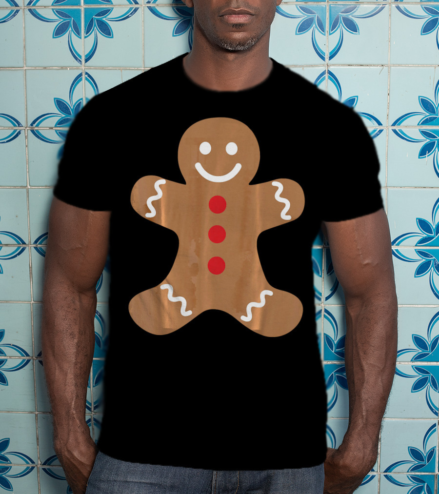 Smiling Gingerbread Man Holiday Cookie Decor T-Shirt