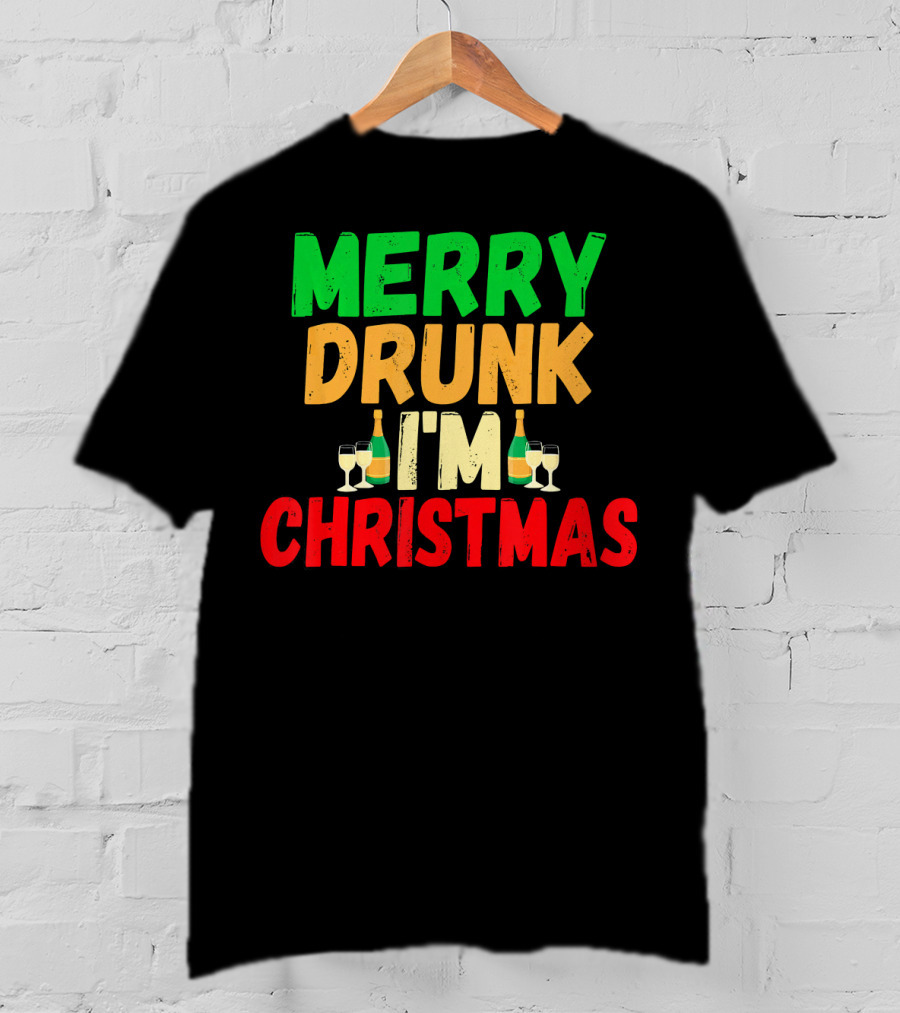 Merry Drunk I'm Christmas Winter Holiday Drinking T-Shirt