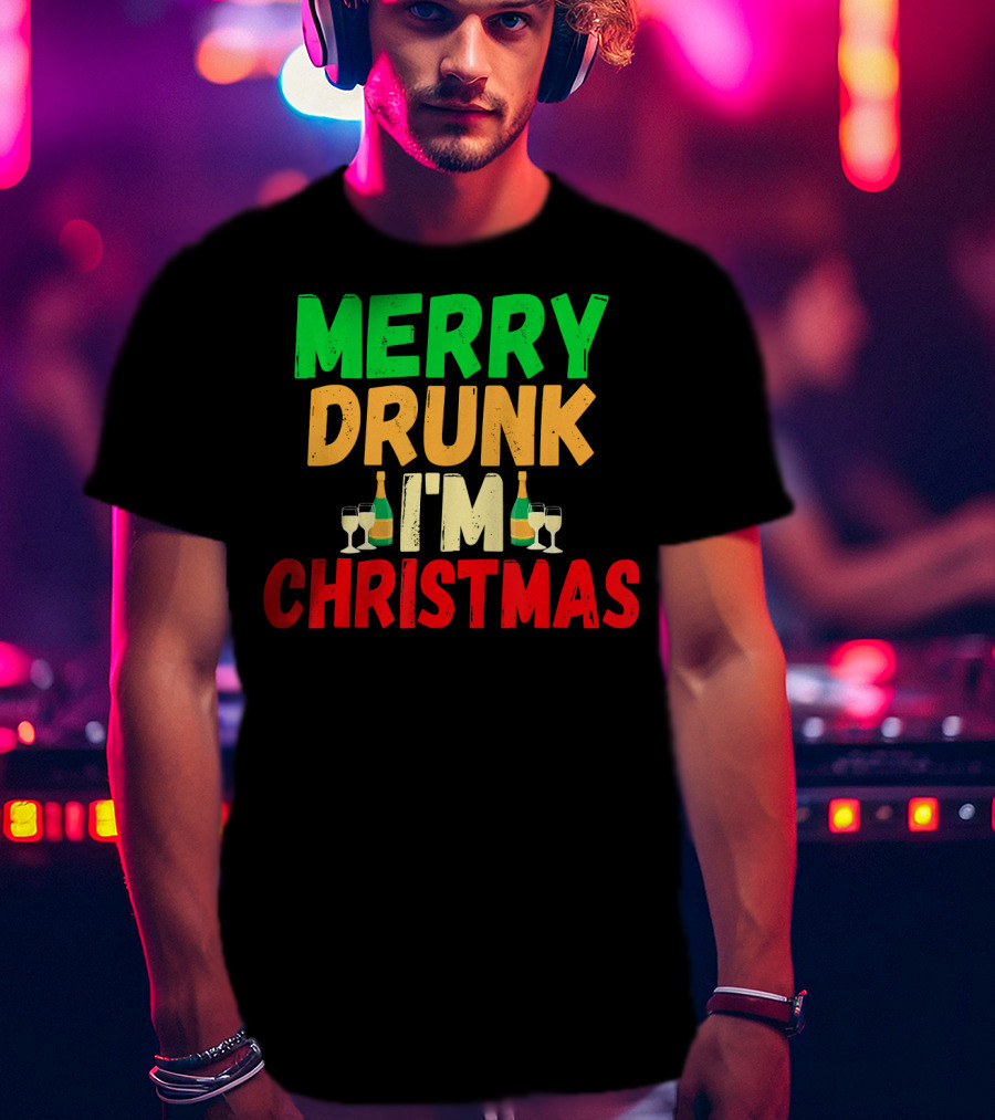 Merry Drunk I'm Christmas Winter Holiday Drinking T-Shirt